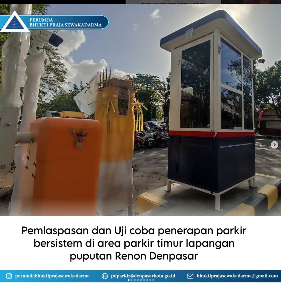Pemlaspasan dan Uji coba penerapan parkir bersistem di area parkir timur lapangan puputan Renon Denpasar